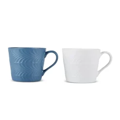 Hot Lily 2-Piece Mug Set, 320 ml,Blue, White Mugs