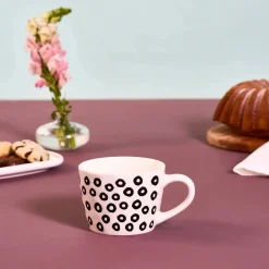 Clearance Linda Patterned Porcelain Mug, 350ml, Black Mugs