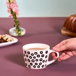 Clearance Linda Patterned Porcelain Mug, 350ml, Black Mugs