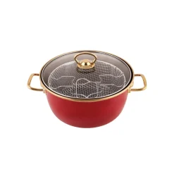 Discount Love of Kitchen Retro Enamel Induction Frying Pot, 22cm, Red Pots|Induction Cookware