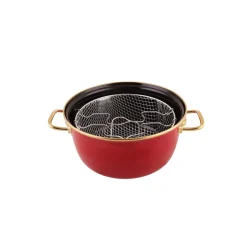 Discount Love of Kitchen Retro Enamel Induction Frying Pot, 22cm, Red Pots|Induction Cookware