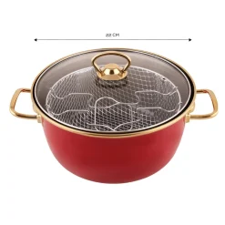 Discount Love of Kitchen Retro Enamel Induction Frying Pot, 22cm, Red Pots|Induction Cookware