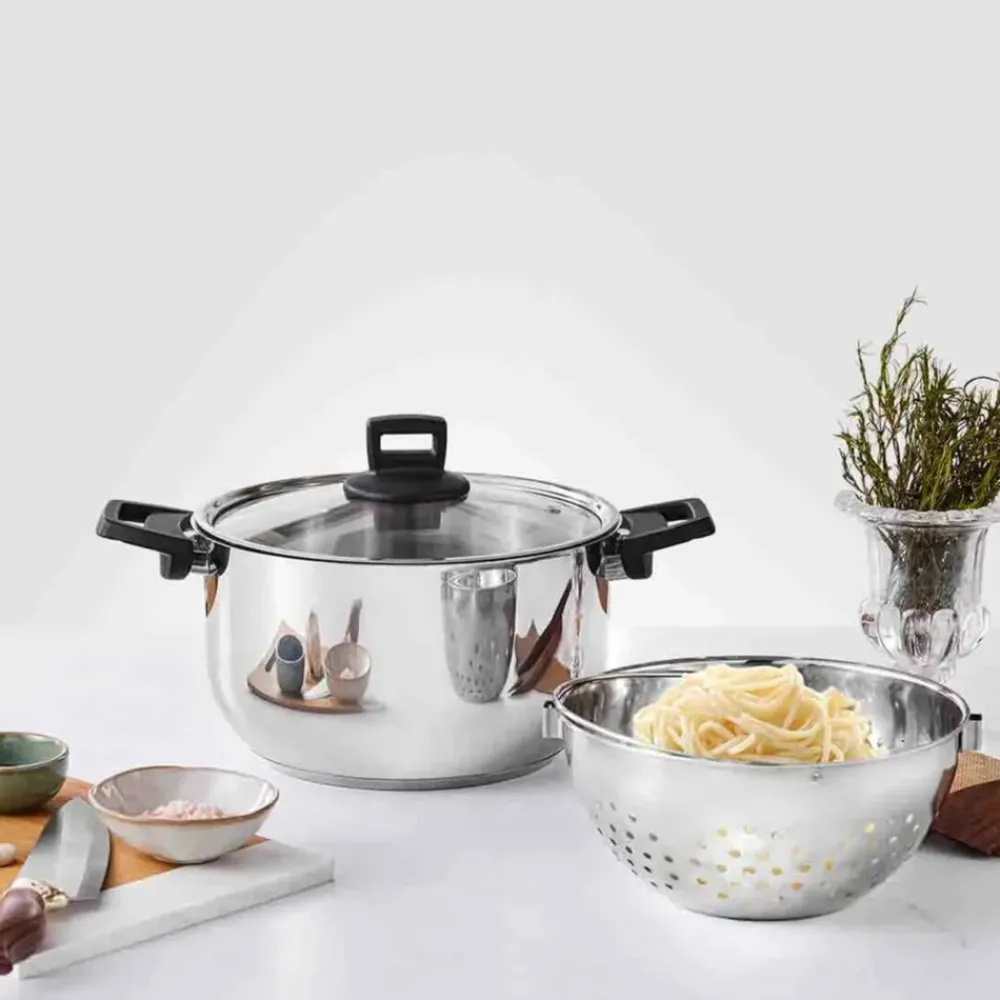 Outlet Love of Kitchen Stainless Steel Induction Pasta Pot and Steamer with Lid, 24cm, Silver Induction Cookware|Stainless Steel Cookware Sets