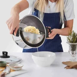 Outlet Love of Kitchen Stainless Steel Induction Pasta Pot and Steamer with Lid, 24cm, Silver Induction Cookware|Stainless Steel Cookware Sets