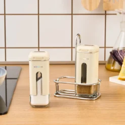 Luminous 3-Piece Glass Salt and Pepper Shaker, Cream Salt And Pepper Shakers