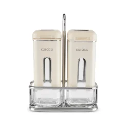 Luminous 3-Piece Glass Salt and Pepper Shaker, Cream Salt And Pepper Shakers