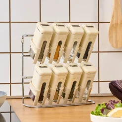 Discount Luminous 9-Piece Porcelain Spice Jar Set, Cream Storage Jars