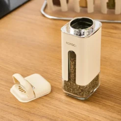 Discount Luminous 9-Piece Porcelain Spice Jar Set, Cream Storage Jars