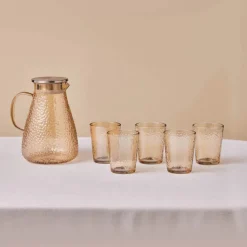 Sale Luminous 7-Piece Tumbler Glass Set, Amber Tumbler Glasses