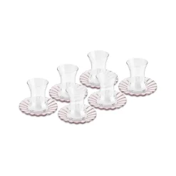 Outlet Luna 12-Piece Turkish Tea Set for 6 People, 130ml, Light Brown Turkish Tea Sets