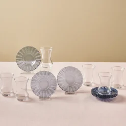 Sale Luna 12-Piece Turkish Tea Set for 6 People, 130ml, Light Blue Turkish Tea Sets