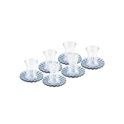 Sale Luna 12-Piece Turkish Tea Set for 6 People, 130ml, Light Blue Turkish Tea Sets