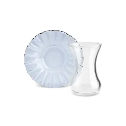 Sale Luna 12-Piece Turkish Tea Set for 6 People, 130ml, Light Blue Turkish Tea Sets