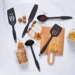 Hot Maestro 5-Piece Plastic Kitchen Utensil Set, Black Kitchen Utensils