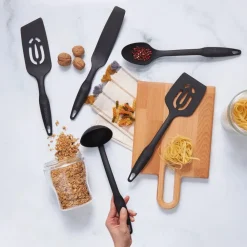 Hot Maestro 5-Piece Plastic Kitchen Utensil Set, Black Kitchen Utensils