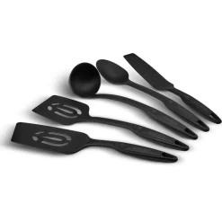 Hot Maestro 5-Piece Plastic Kitchen Utensil Set, Black Kitchen Utensils