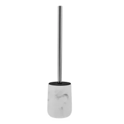 Clearance Marble Toilet Brush Holder, 10cmx10cmx12.68cm, White Bath Accessories