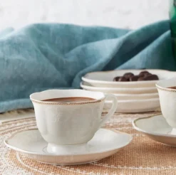 Sale Margaret 12-Piece Porcelain Espresso Turkish Coffee Cup Set for 6 People, 80ml, White Espresso & Turkish Coffee Cup Sets