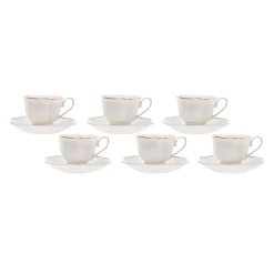 Sale Margaret 12-Piece Porcelain Espresso Turkish Coffee Cup Set for 6 People, 80ml, White Espresso & Turkish Coffee Cup Sets