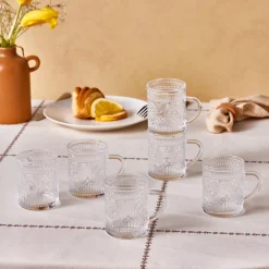 Outlet Margo 6-Piece Glass Turkish Tea Set for 6 People, 155ml, Transparent Turkish Tea Sets