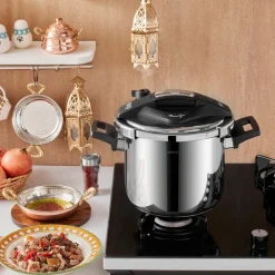 Outlet Marsilya Stainless Steel Induction Pressure Cooker Set, 7L, Silver Black Pressure Cooker|Induction Cookware