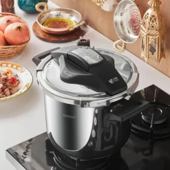 Outlet Marsilya Stainless Steel Induction Pressure Cooker Set, 7L, Silver Black Pressure Cooker|Induction Cookware