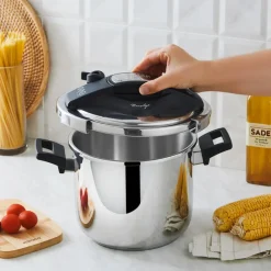 Outlet Marsilya Stainless Steel Induction Pressure Cooker Set, 7L, Silver Black Pressure Cooker|Induction Cookware