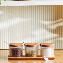 Best Massimo 3 Piece Spice Jar Set, 330ml, Transparent Spice Racks|Spice Jars