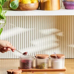 Best Massimo 3 Piece Spice Jar Set, 330ml, Transparent Spice Racks|Spice Jars