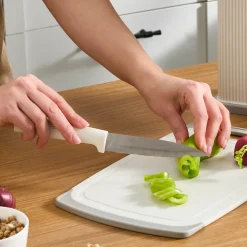 Sale Massimo 12-Piece Knife Block Set, Chopping Board and Kitchen Utensil Set, Cream Knife Sets