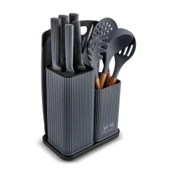 Clearance Massimo 12-Piece Knife Block Set, Chopping Board and Kitchen Utensil Set, Anthracite Knife Sets