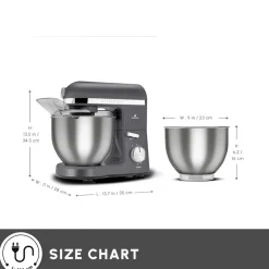 Online Mastermaid Chef Pro Zero Side Tech Stand Mixer, 5L, 1500W, Space Grey Stand Mixers