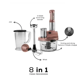 Outlet Mastermaid ProSteel Glass 8 in 1 Food Processor, 2500W, Rosegold Food Processors