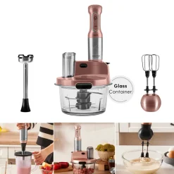 Outlet Mastermaid ProSteel Glass 8 in 1 Food Processor, 2500W, Rosegold Food Processors