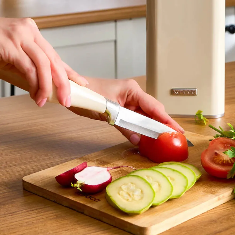 Sale Mastersharp 6-Piece Stainless Steel Knife Set with Stand, 30cm, Ecru Knife Sets