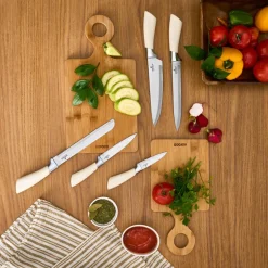 Sale Mastersharp 6-Piece Stainless Steel Knife Set with Stand, 30cm, Ecru Knife Sets