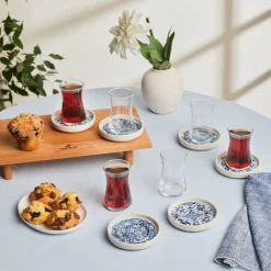 New Mavili 6-Piece Turkish Tea Set for 6 People, 170ml Turkish Tea Sets