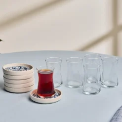 New Mavili 6-Piece Turkish Tea Set for 6 People, 170ml Turkish Tea Sets