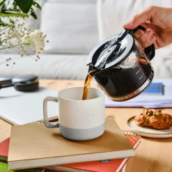 Online Maybel Stoneware Mug, 400ml, White-Grey Orange Mugs