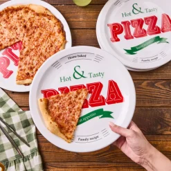 Sale Milano 5-Piece Porcelain Pizza Serving Platter Set for 4 People, White Multi Serving Platters