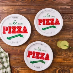 Sale Milano 5-Piece Porcelain Pizza Serving Platter Set for 4 People, White Multi Serving Platters