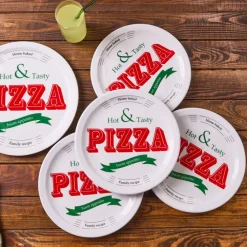 Sale Milano 5-Piece Porcelain Pizza Serving Platter Set for 4 People, White Multi Serving Platters