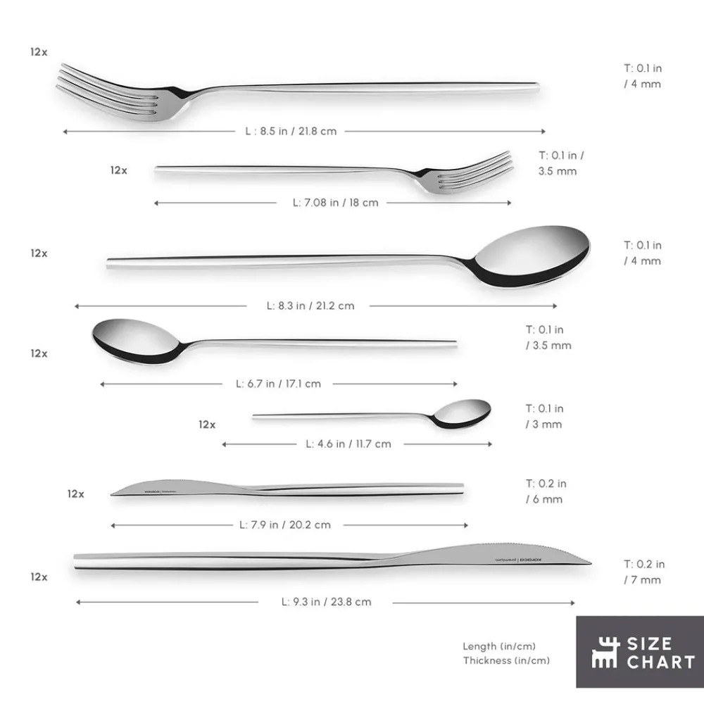 Sale Mild 84-Piece 316+ Stainless Steel Cutlery Set for 12 People, Silver Cutlery Sets