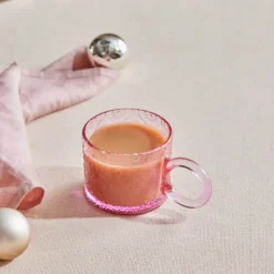 Hot Miracle Glass Mug, 240ml, Powder Pink Circle Mugs