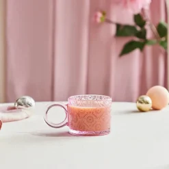 Hot Miracle Glass Mug, 240ml, Powder Pink Circle Mugs