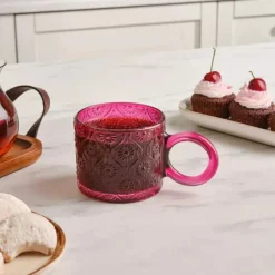 Hot Miracle Glass Mug, 240ml, Pink Circle Mugs