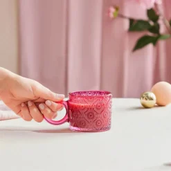 Hot Miracle Glass Mug, 240ml, Pink Circle Mugs