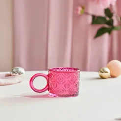 Hot Miracle Glass Mug, 240ml, Pink Circle Mugs