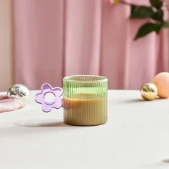 Sale Miracle Glass Mug, 360ml, Blue Flower Mugs