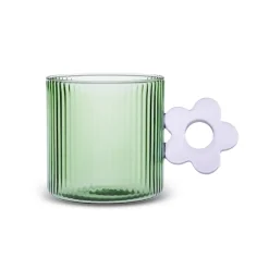 Sale Miracle Glass Mug, 360ml, Blue Flower Mugs